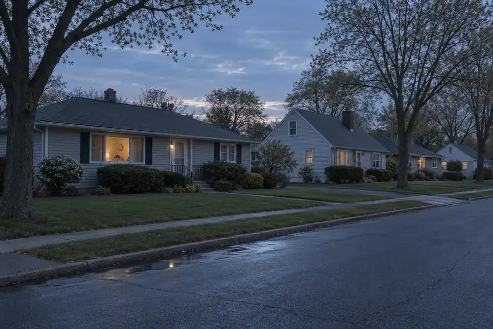 Illustration of a typical residential street in the North Babylon, NY area