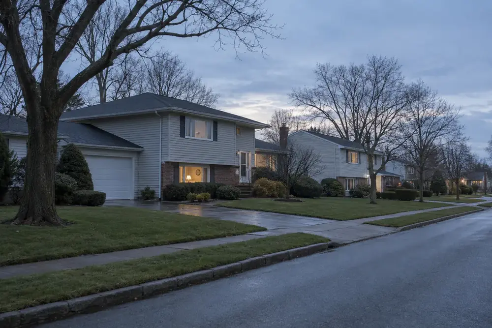 Illustration of a typical residential street in the Plainview, NY area